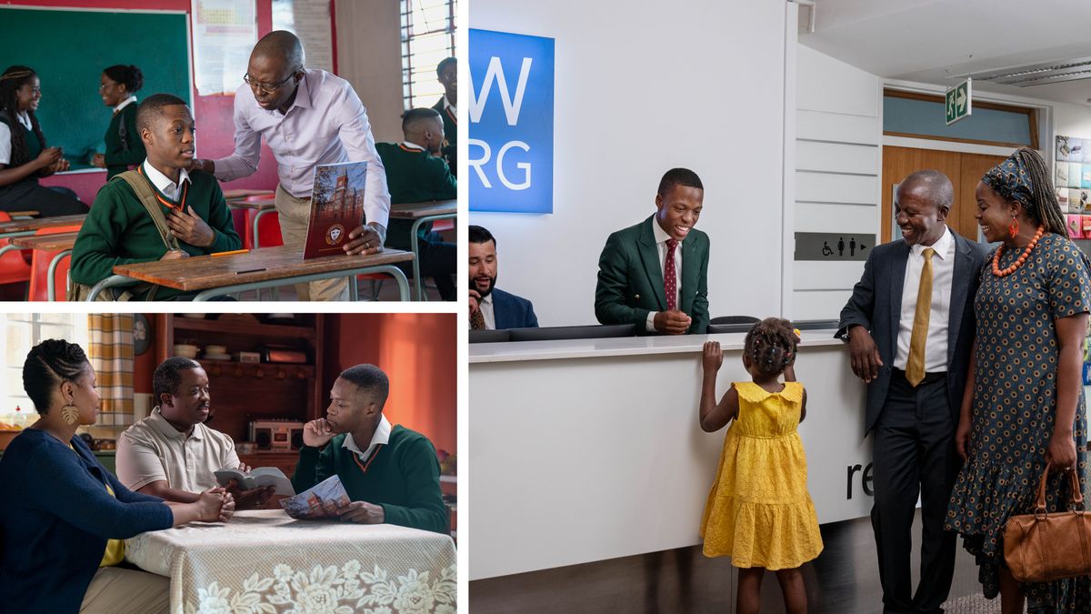 Collage: A teenage brother considering possible future goals. The next three images show each scene separately.