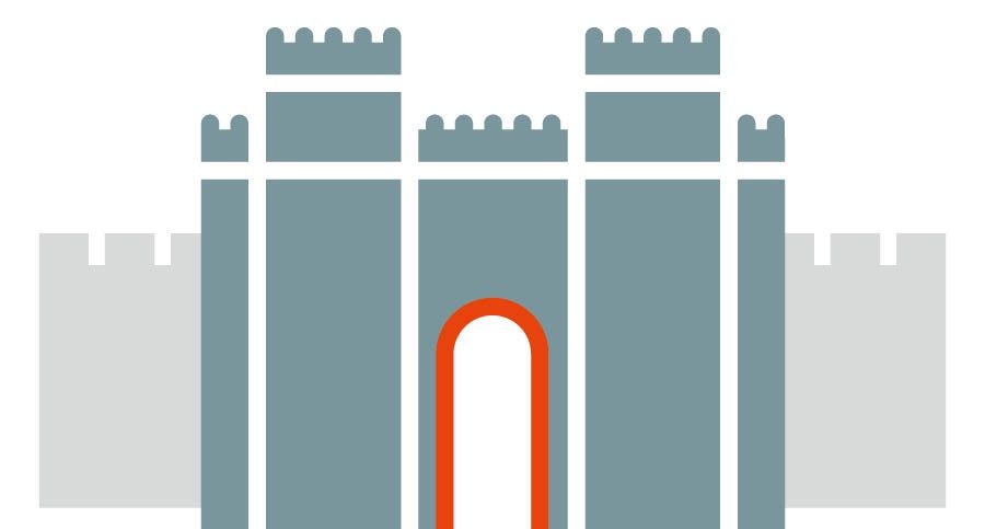 Icon of Babylon’s walls and open gate