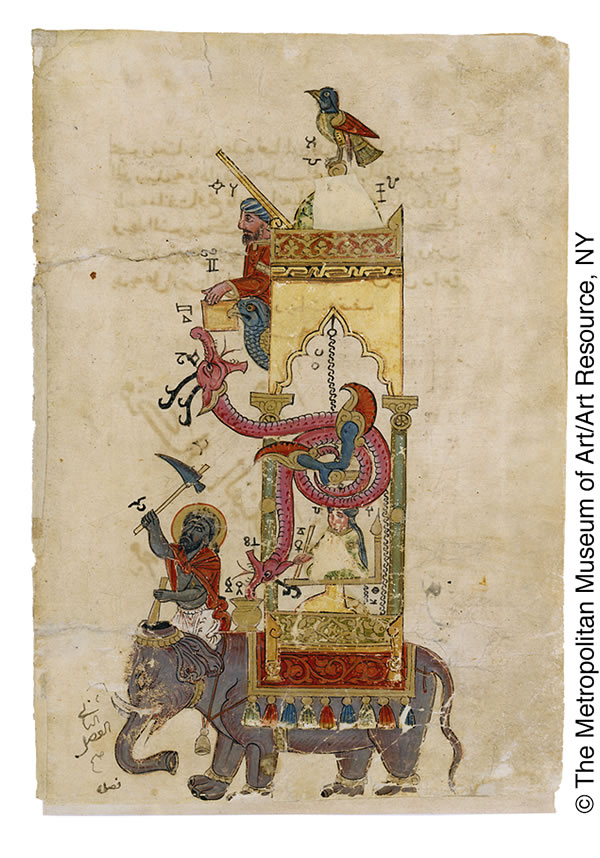 Al-Jazari’s 13th-century manuscript illustrating his Elephant Clock