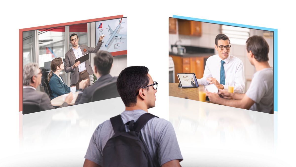 Collage: A brother in high school carefully considering his future. 1. He sees himself in a prestigious job designing airplanes. 2. He sees himself using the brochure “Enjoy Life Forever!” to study the Bible with a man.