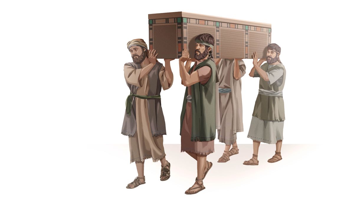Israelite men carrying a coffin containing Joseph’s bones to his final burial place in the Promised Land.