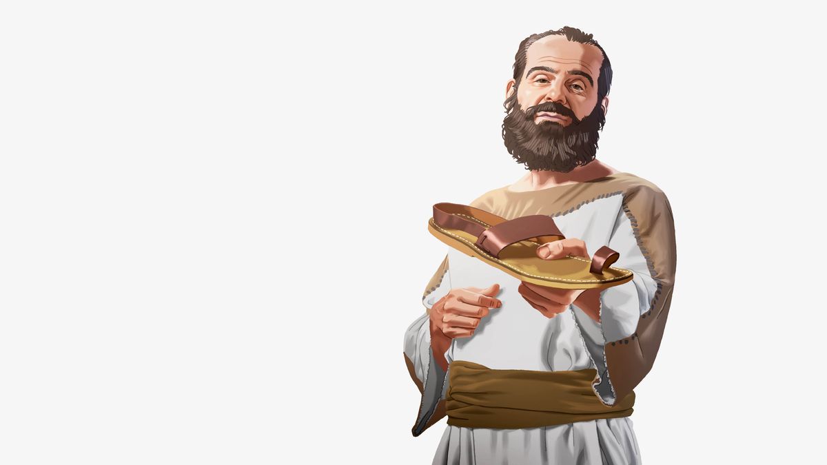 The man called So-and-so handing over his sandal.