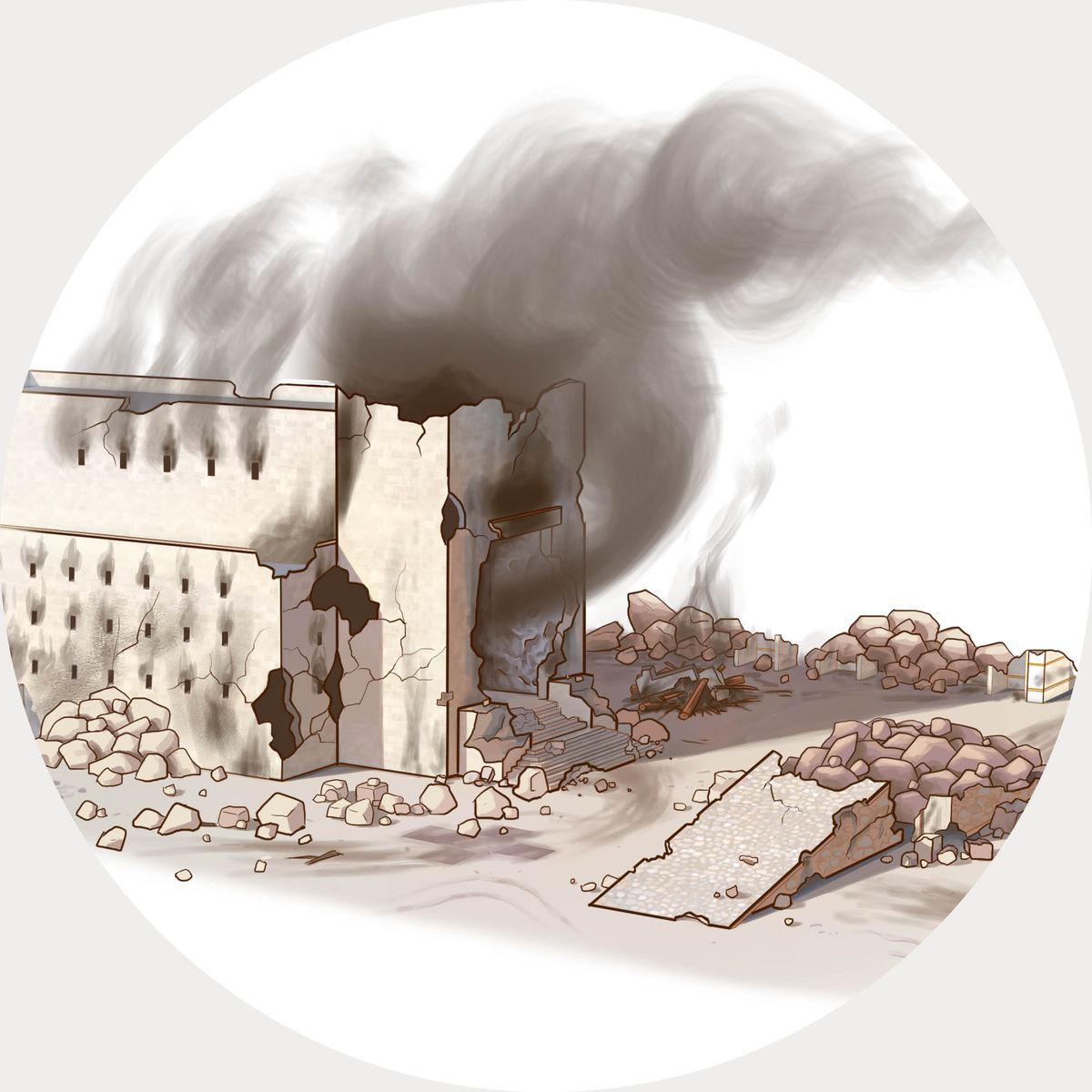 Jerusalem’s temple lying in ruins.