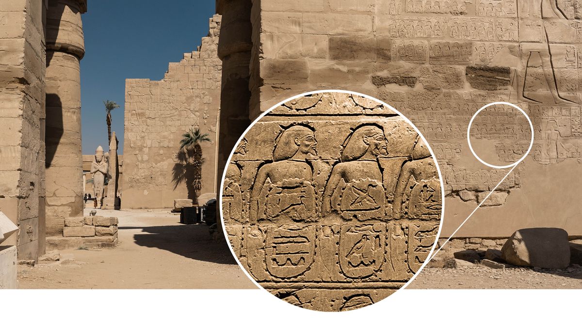 Picture A : A wall relief in Karnak, Egypt, mentions the “Field of Abram”